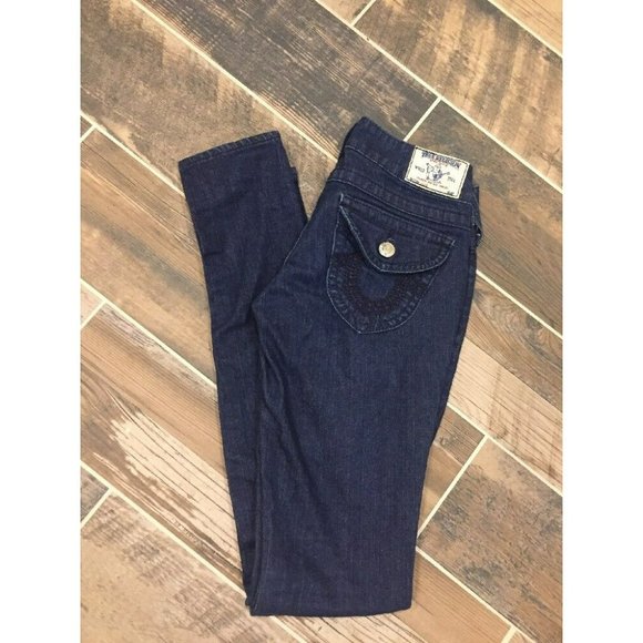 True Religion Jeans 26 Julie Skinny Flap Pockets‎ Dark Wash 26x33 - Picture 4 of 7